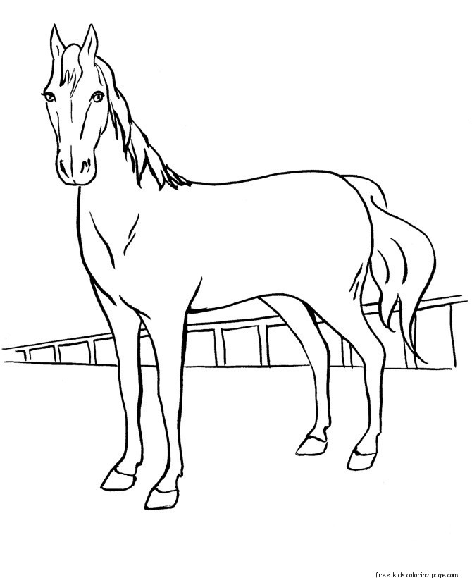 Print out coloring pages Race horses for kids - Free Printable Coloring
