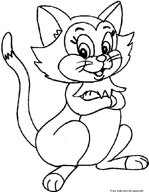 Printable animal funny cat face colouring pages for 