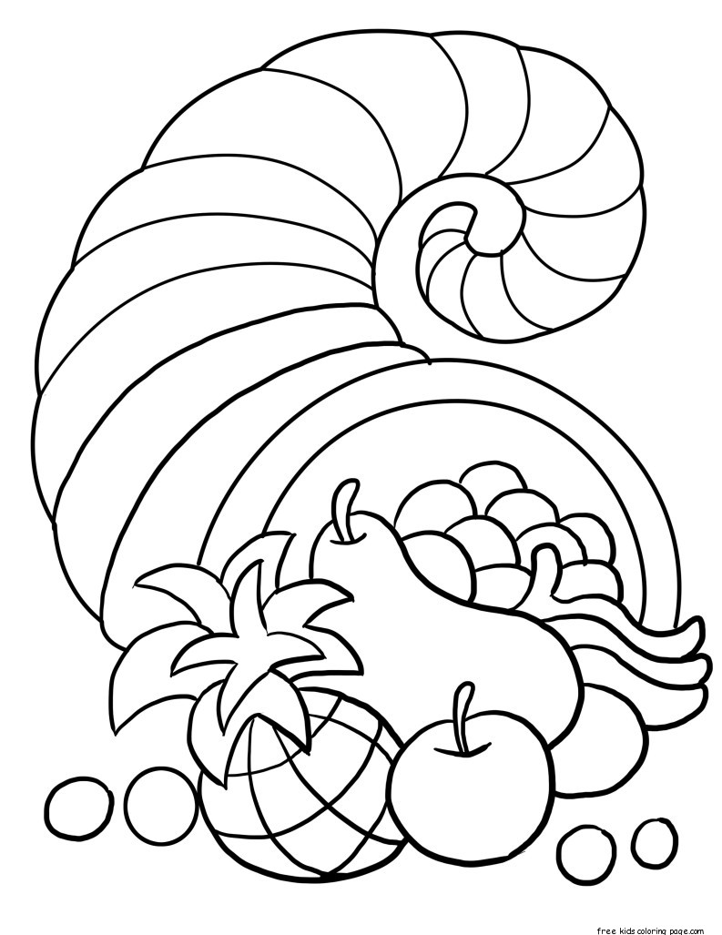 Thanksgiving Cornucopia Coloring Page - Free Printable Coloring Pages