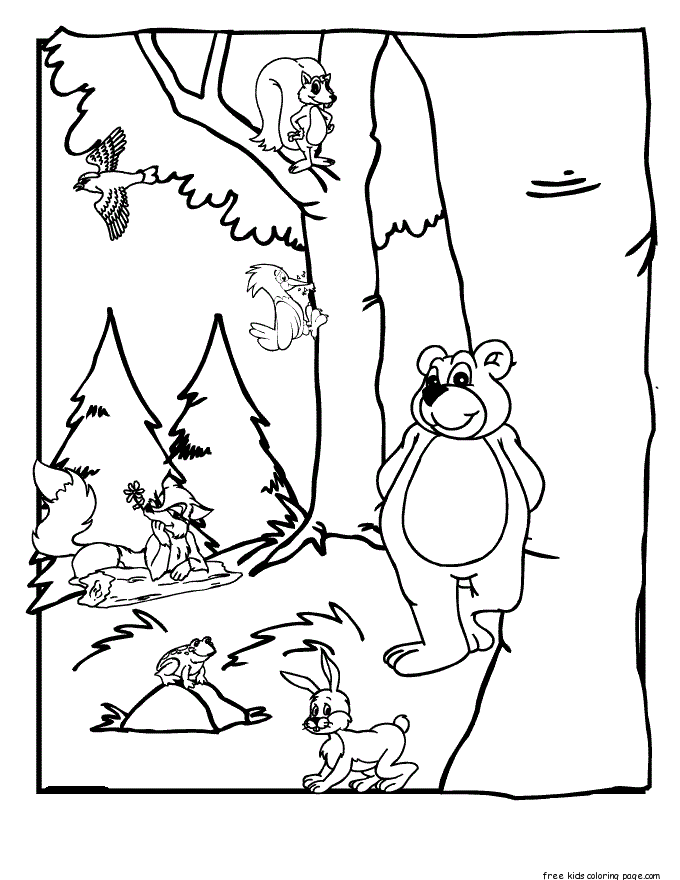 printable forest animals coloring pages for kidsFree Printable Coloring