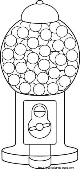 Print out gumball machine coloring page for kidsFree Printable Coloring