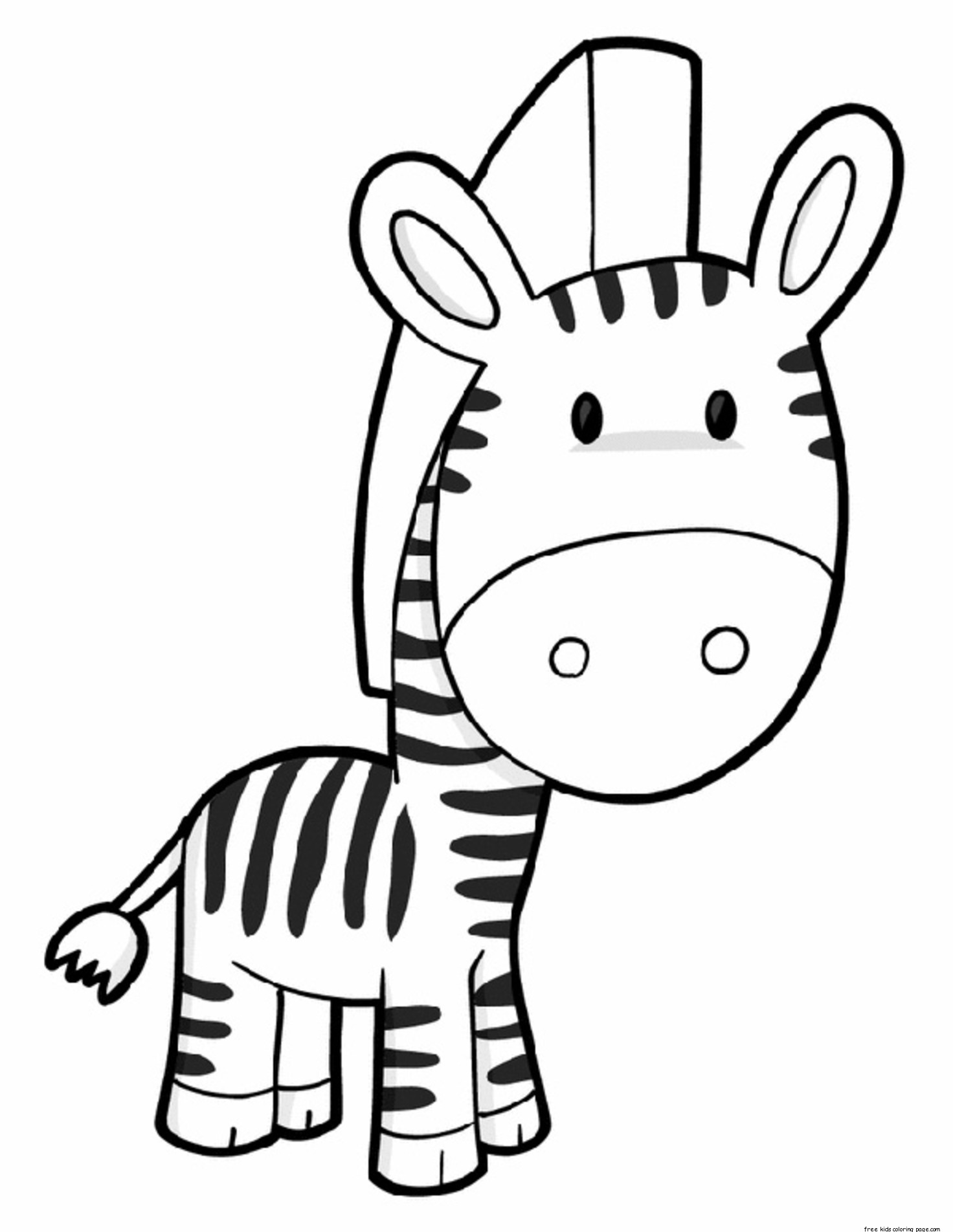 Printable zebra preschool coloring page for kidsFree Printable Coloring