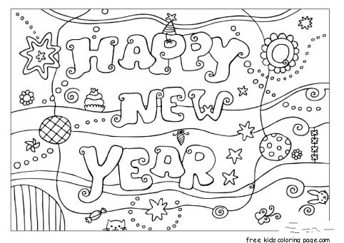 Best Coloring For Kids : Printable happy new year sheet