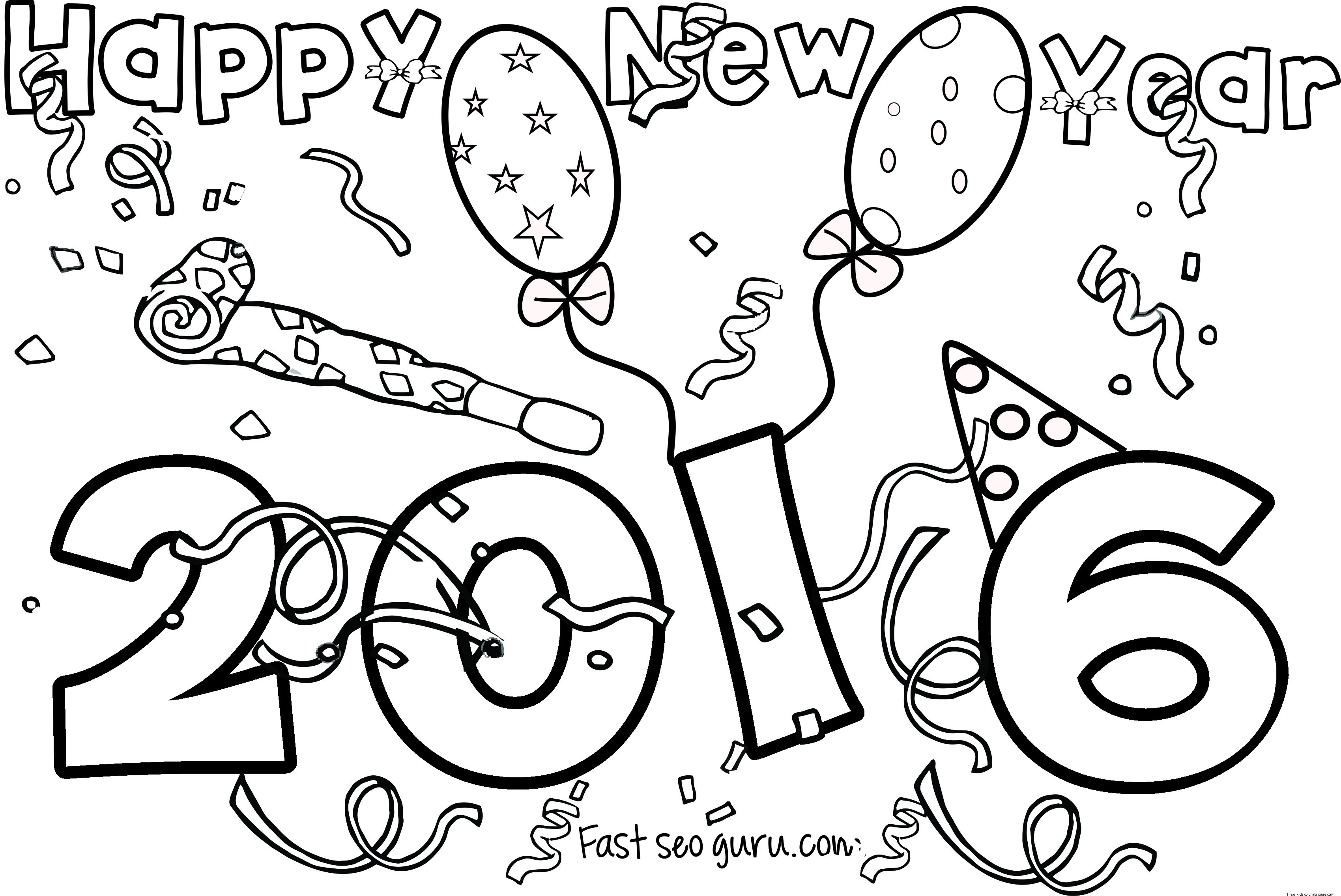 happy new year 2016 printable coloring pages Free Printable Coloring