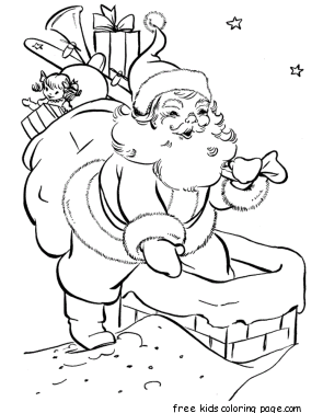 Best Coloring For Kids : Santa Claus with gift bag coloring 