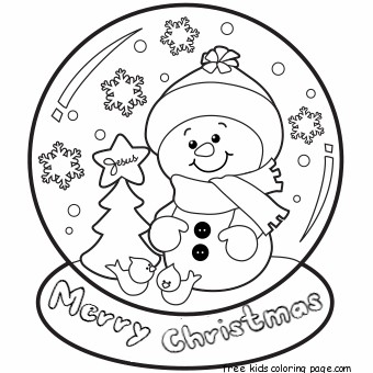 Best Coloring For Kids : Merry Christmas globe coloring for kids