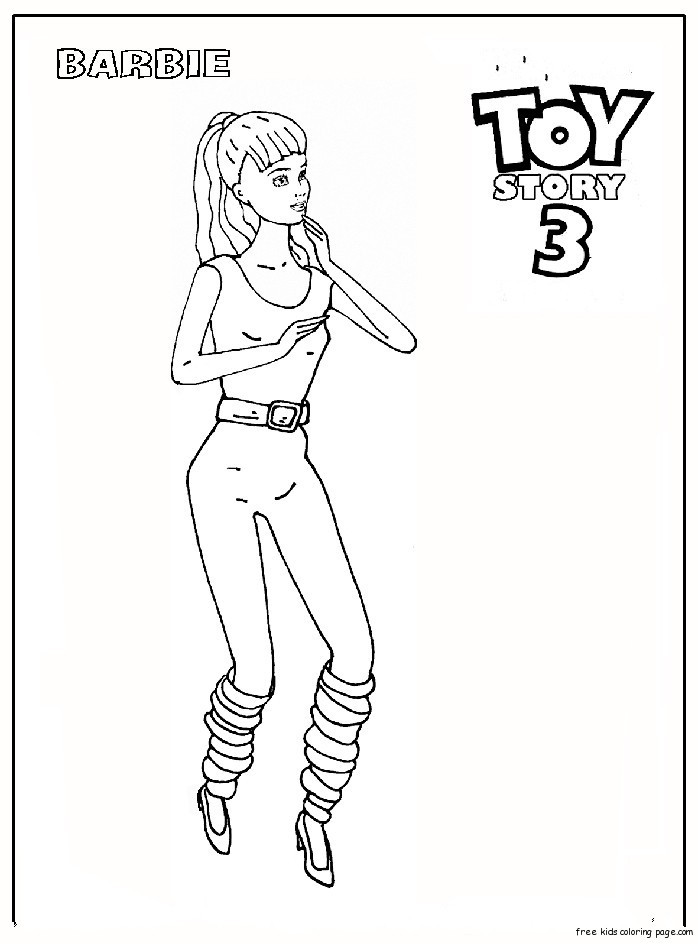 Barbie and ken toy story 3 coloring pages for kidsFree Printable