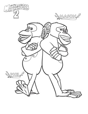 Print out Madagascar 2 Chimpanzee Mason and Phil coloring page