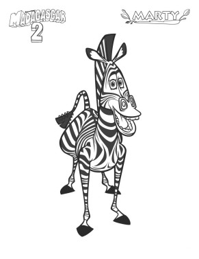 Print out Madagascar 2 Marty the zebra coloring page