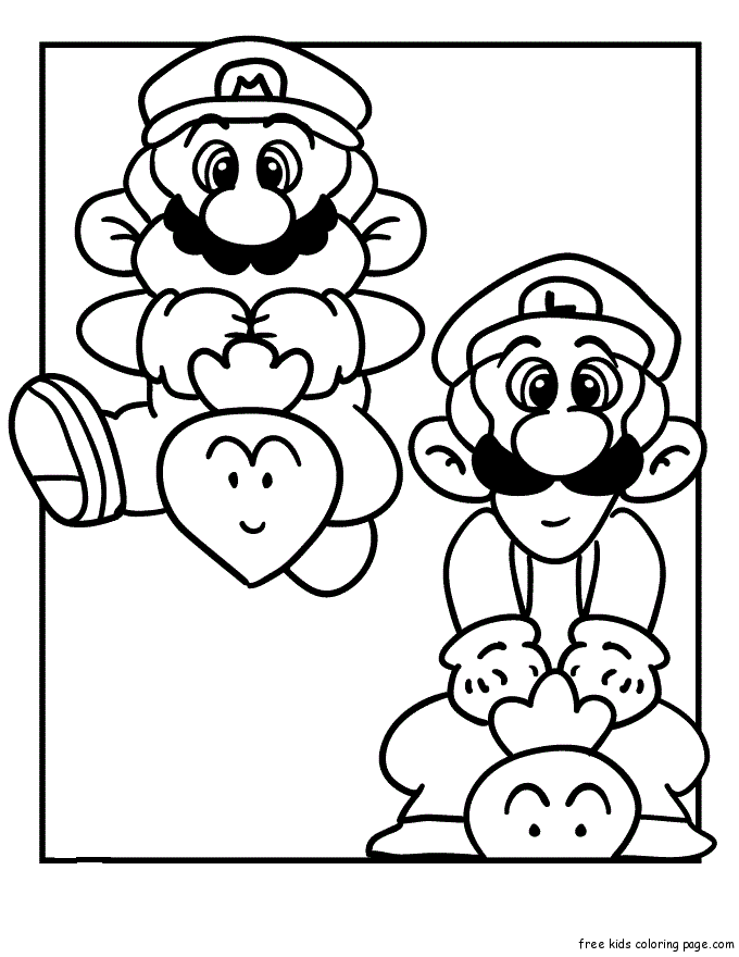 Print out Mario and Luigi Coloring Page
