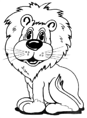 Print out coloring pages animal a happy lion