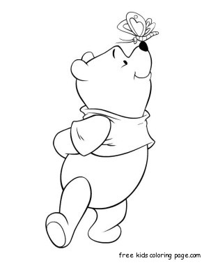 Print out coloring sheet Winnie the Pooh and butterfly