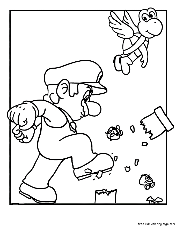Print out mario bros coloring pages
