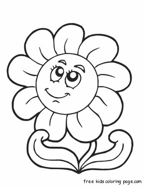 Print out spring Happy face flower coloring page