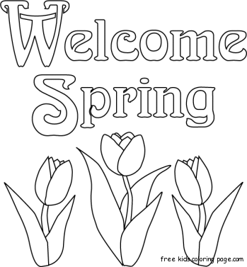 Print out spring flowers tulips coloring page