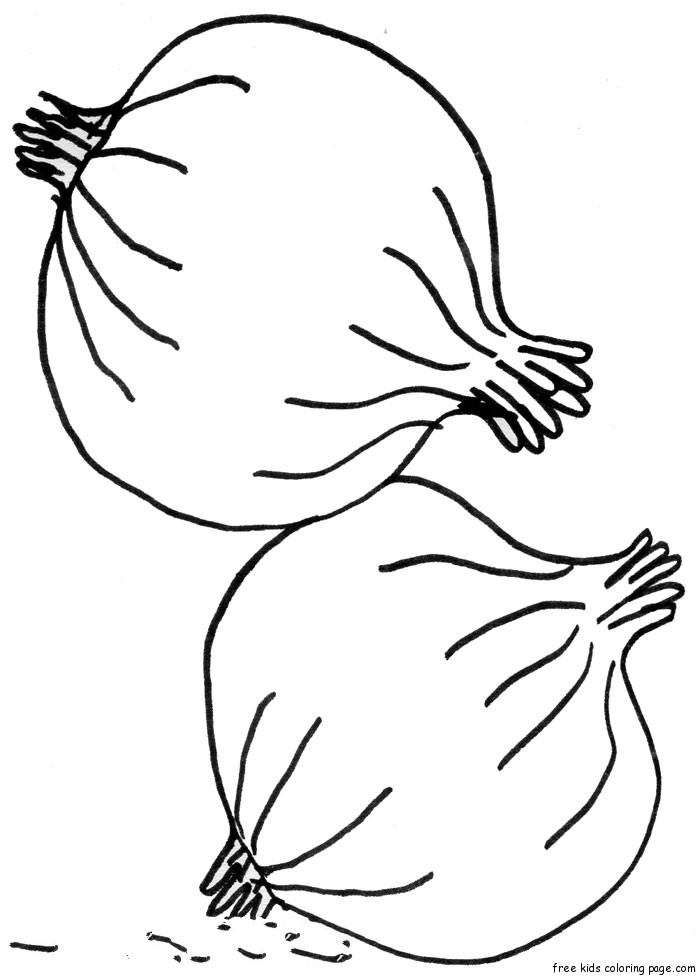 Onion coloring page vegetable to print out for kids