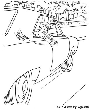 boy in car coloring pages sheets print out