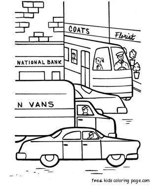 cars in town printable coloring pages for kids
