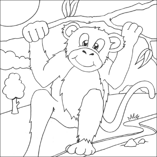 monkey coloring page to print