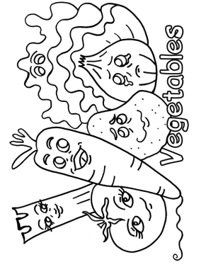 printable Mix Vegetables coloring pages