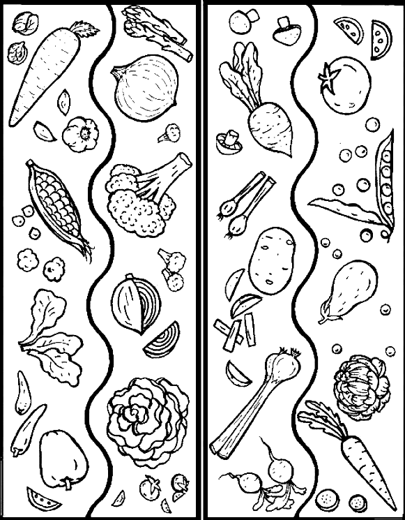printable Mix Vegetables coloring sheets