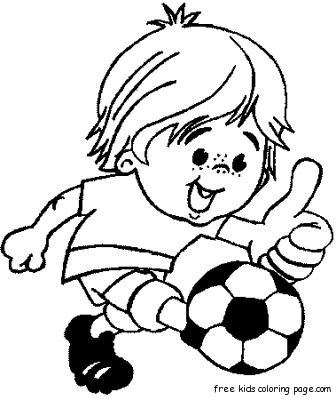Boy Kicking A Soccer Ball Kids Coloring Pages