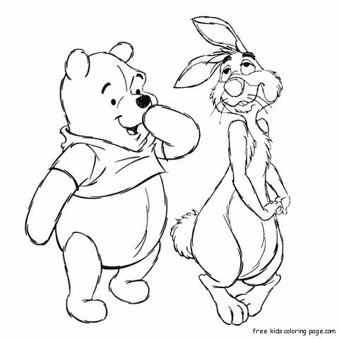 Coloring pages print out kids Winnie the Pooh and Rabbit