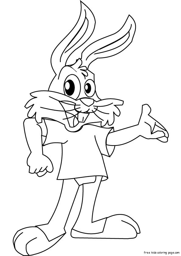 Happy Rabbit coloring page for kids