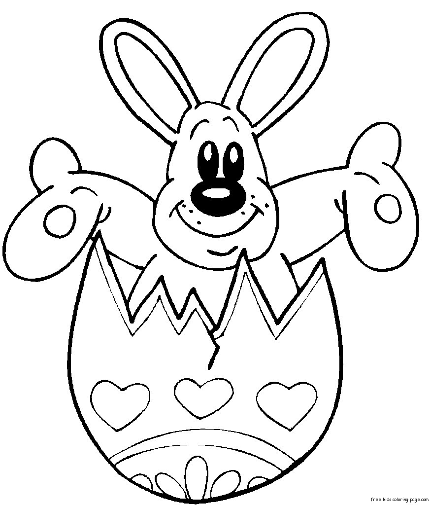 Print out Bunny In Egg Coloring Page