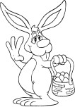 Print out Easter Bunny With Basket Waves Hello Coloring Page