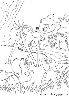 Printable Bambis friends Flower and Thumper coloring pages