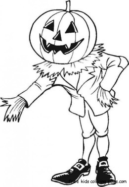 Printable Halloween Coloring page pumpkin man