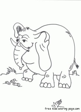 Printable Walking elephant coloring page