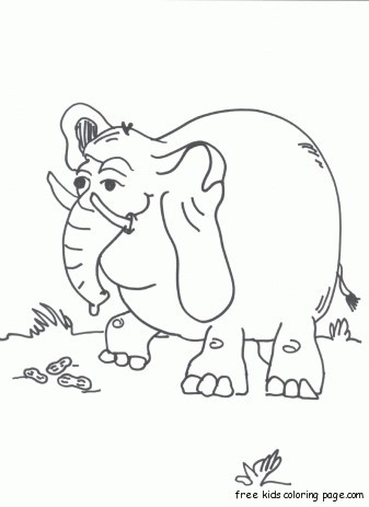 Printable Walking elephant coloring page