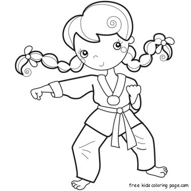 Printable girl training karate coloring pages