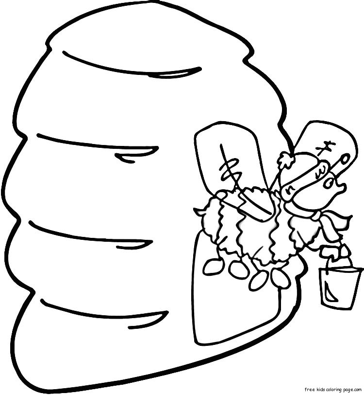 Printable insects Bee in the House coloring pages to print out