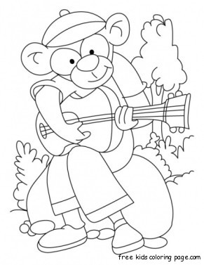Printable wild animal Rockstar monkey coloring pages