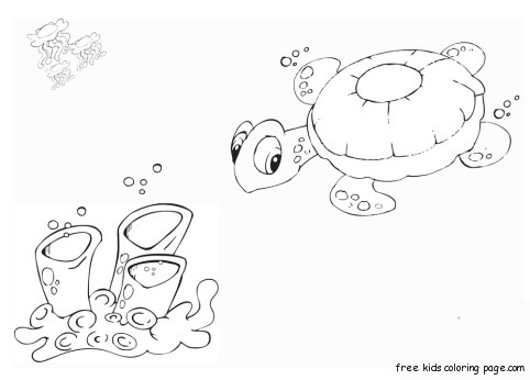 Pritabel coloring pages turtle in ocean tegninger