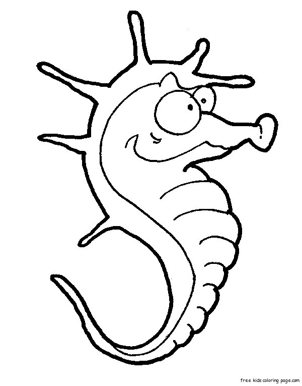 Seahorse free printable sea animals coloring pages
