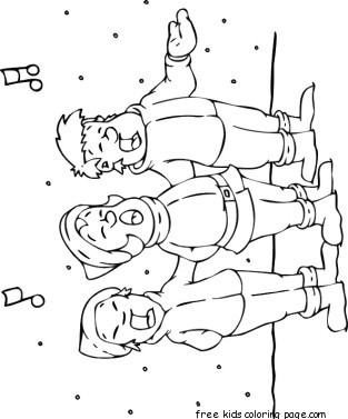 Christmas 3 Carollers singing Print out coloring pages