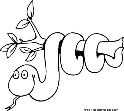 Print out coloring pages of Snake On Branch