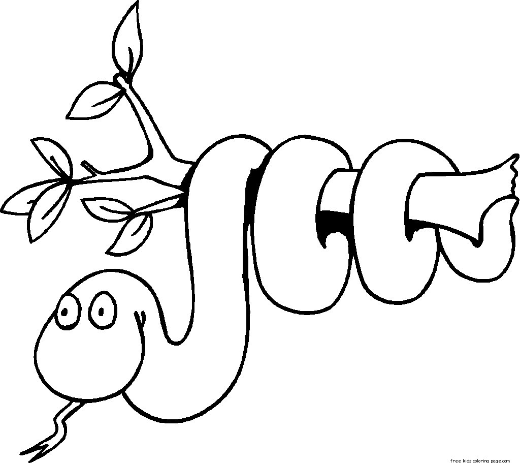 Print out coloring pages of Snake On Branch