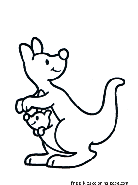 Printable Animal Kangaroo with baby coloring pages