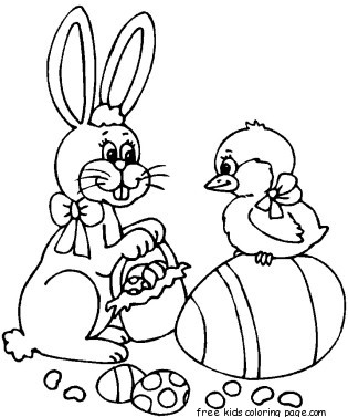 Printable bunny and chick coloring pages for kids to print
