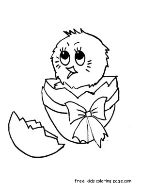 Printable Chick Hatching from Egg coloring page