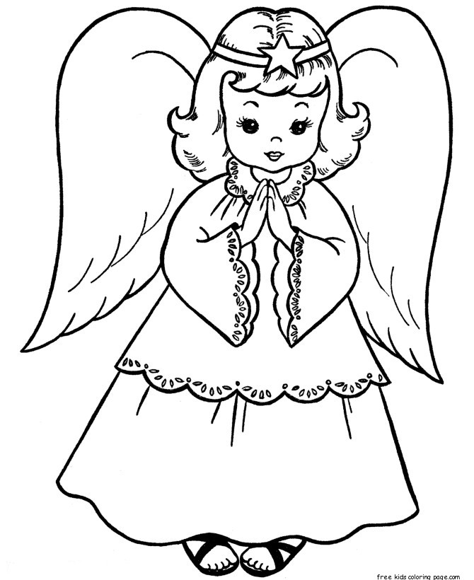 christmas angels coloring page print out for kids