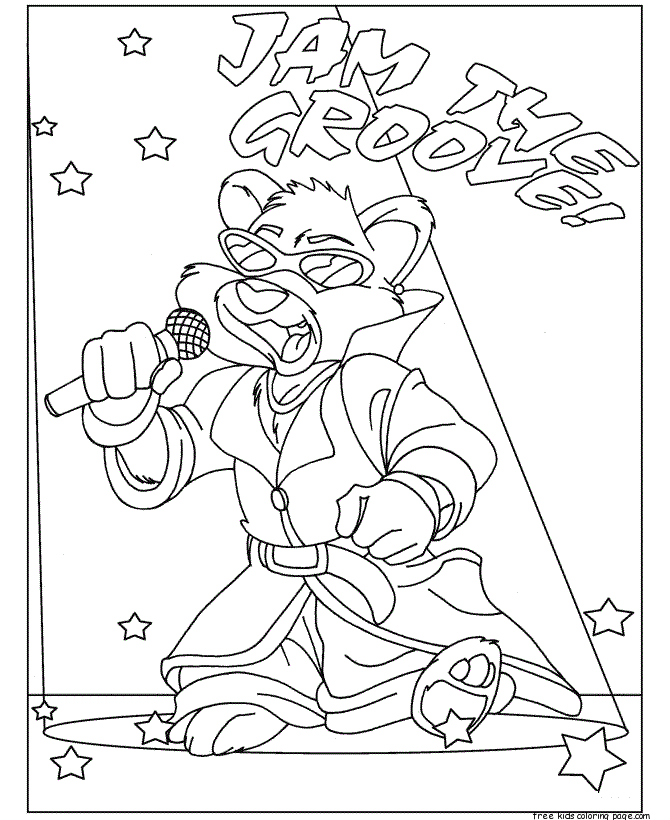 Printable animal Hip Hop Bear coloring pages