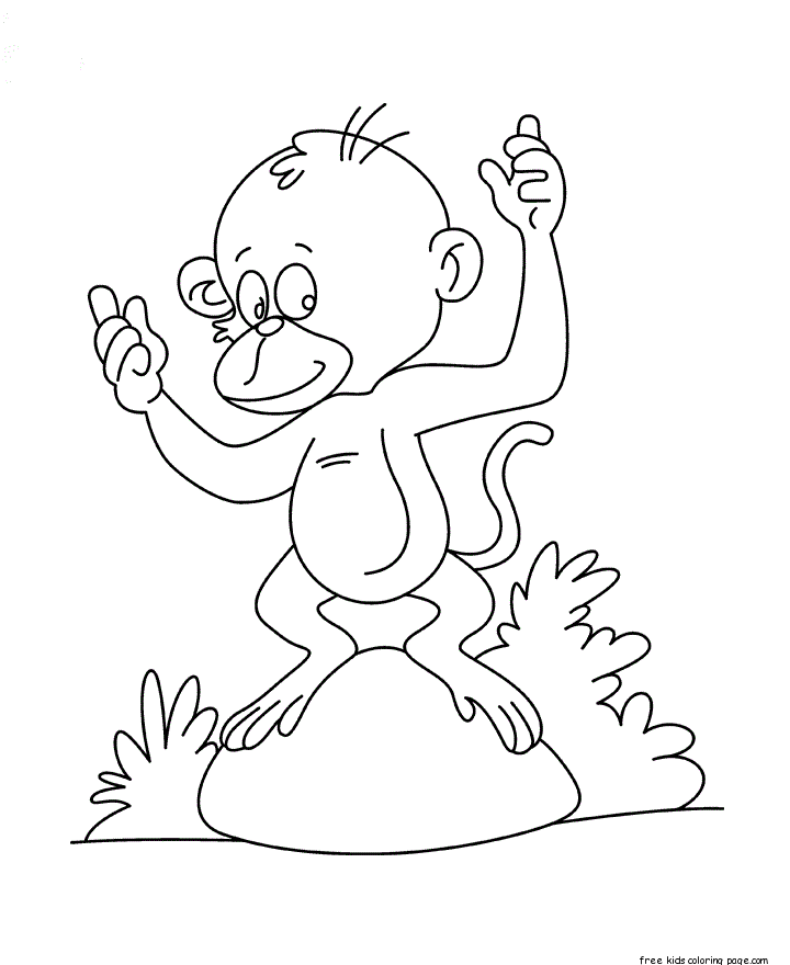 Printable Baby monkey Coloring page for kids