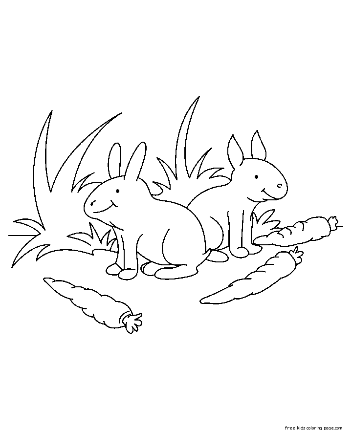 Farm animals baby rabbit Coloring page for kids. cute baby rabbit coloring pages to print out.