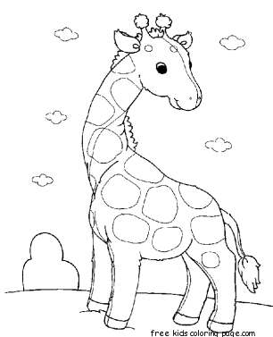 Printable baby animals Giraffe Pair coloring pages